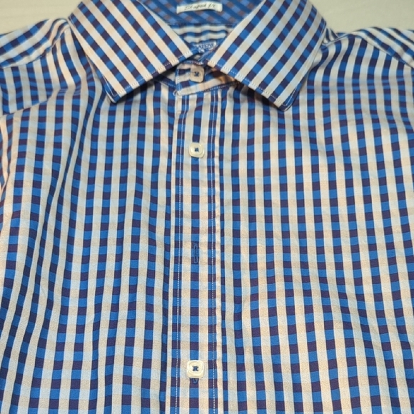 Bugatchi Blue and Brown Casual Button Down Shirt - Picture 8 of 16